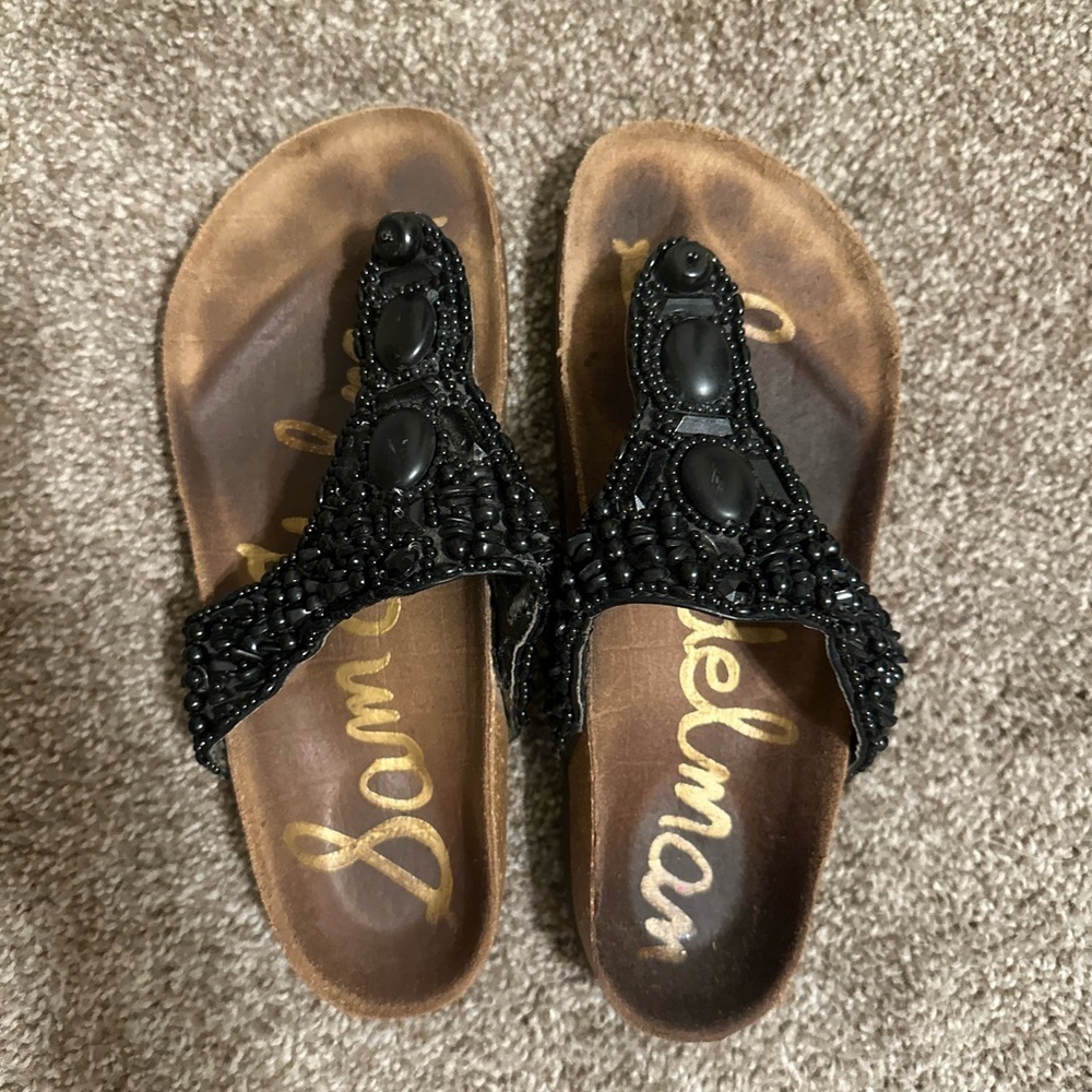 SAM EDELMAN Beaded Black Sandals
